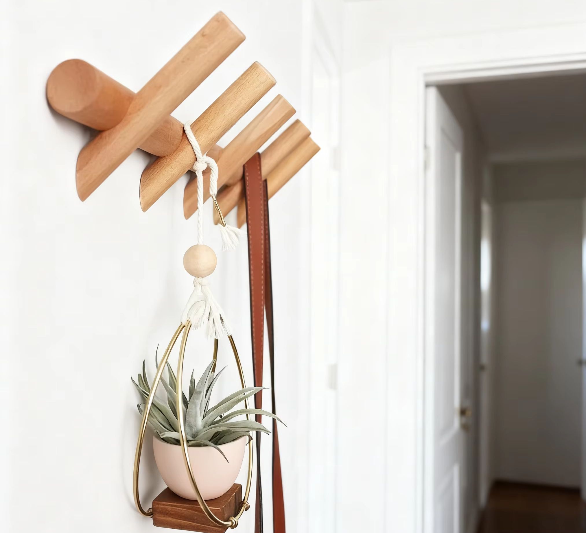 Furniture Hook Hardware - Nordic Solid Wood Coat Rack with