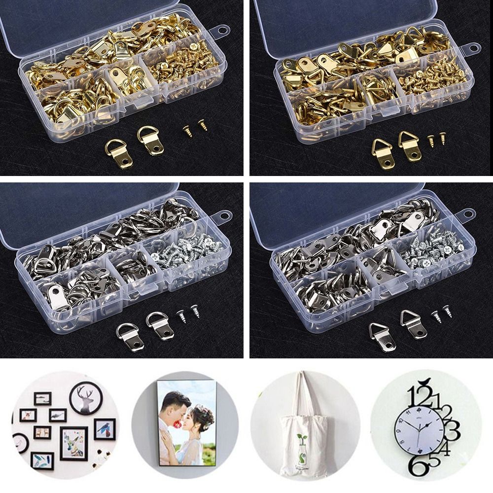 Furniture Hook Hardware - 100Pcs Golden Double Hole Triangle D-Ring