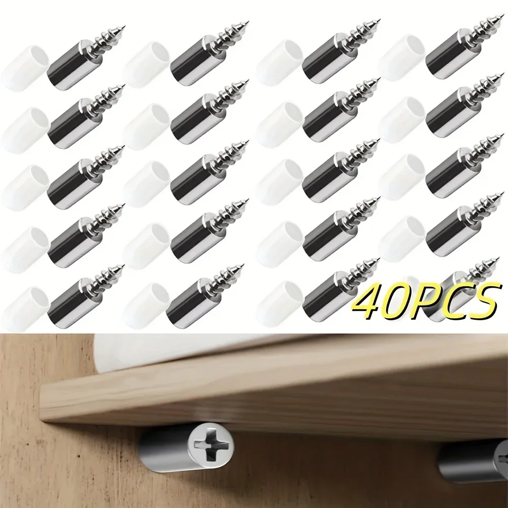 Shelf Peg Support - 20/40Pcs Self-tapping Screws Cabinet Laminate Support
