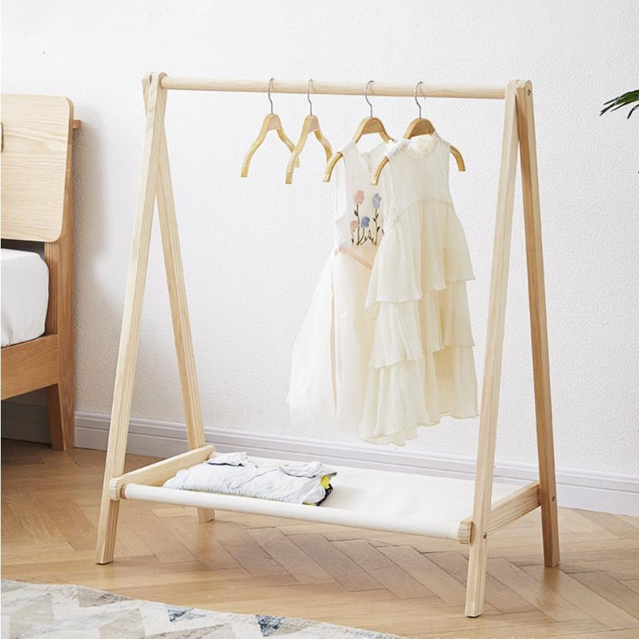 Furniture Hook Hardware - Solid Wood Floor Standing Clothes Hanger